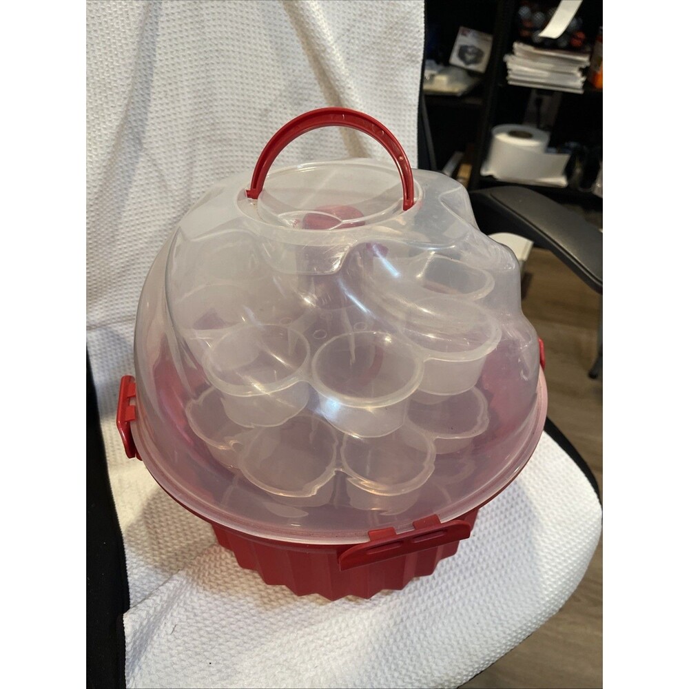 3-Tier Cupcake Carrier Holder wit Lid & Handle for 24 Cupcakes Locking Top